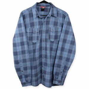 The North Face Mens Large Blue Plaid Long Sleeve Button Front Shirt Outdoor